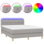 Letto a Molle Materasso e LED Grigio Chiaro 140x200 cm Tessuto