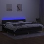 Letto a Molle Materasso e LED Nero 200x200cm in Tessuto