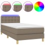 Letto a Molle con Materasso e LED Tortora 90x200 cm in Tessuto