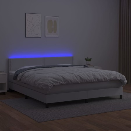 Giroletto Molle con Materasso e LED Bianco 160x200cm Similpelle