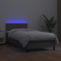 Giroletto Molle con Materasso e LED Grigio 100x200cm Similpelle