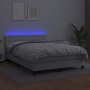 Giroletto Molle con Materasso e LED Bianco 140x190cm Similpelle