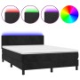 Letto a Molle con Materasso e LED Nero 140x190 cm in Velluto