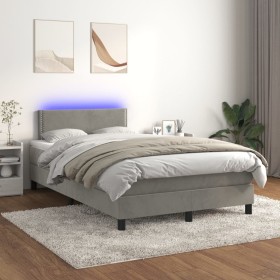 Letto a Molle Materasso e LED Grigio Chiaro 120x200 cm Velluto