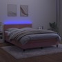 Letto a Molle con Materasso e LED Rosa 140x190 cm in Velluto