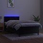 Letto a Molle con Materasso e LED Nero 80x200 cm in Velluto