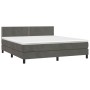 Letto a Molle con Materasso e LED Grigio Scuro 160x200 cm