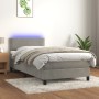 Letto a Molle Materasso e LED Grigio Chiaro 100x200 cm Velluto