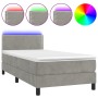 Letto a Molle Materasso e LED Grigio Chiaro 100x200 cm Velluto