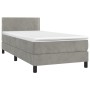 Letto a Molle Materasso e LED Grigio Chiaro 100x200 cm Velluto