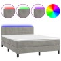 Letto a Molle Materasso e LED Grigio Chiaro 140x190 cm Velluto