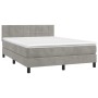 Letto a Molle Materasso e LED Grigio Chiaro 140x190 cm Velluto