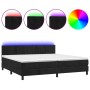 Letto a Molle con Materasso e LED Nero 200x200 cm in Velluto