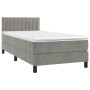 Letto a Molle Materasso e LED Grigio Chiaro 100x200 cm Velluto