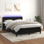 Letto a Molle con Materasso e LED Nero 140x190 cm in Velluto