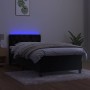 Letto a Molle con Materasso e LED Nero 80x200 cm in Velluto