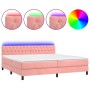 Letto a Molle con Materasso e LED Rosa 200x200 cm in Velluto