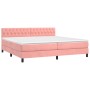 Letto a Molle con Materasso e LED Rosa 200x200 cm in Velluto