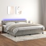 Letto a Molle Materasso e LED Grigio Chiaro 200x200 cm Velluto