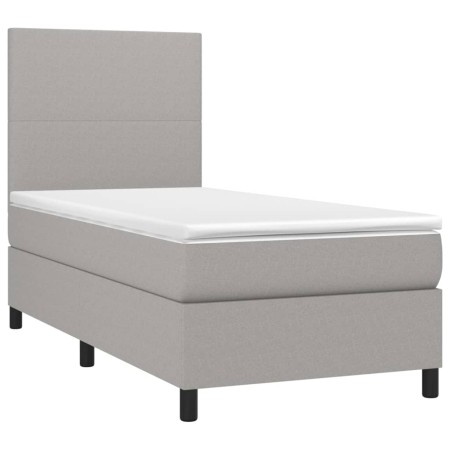 Letto a Molle Materasso e LED Grigio Chiaro 80x200 cm Tessuto