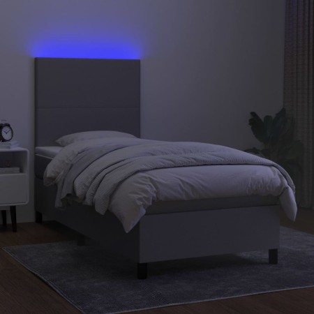 Letto a Molle Materasso e LED Grigio Chiaro 80x200 cm Tessuto