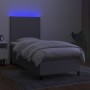 Letto a Molle Materasso e LED Grigio Chiaro 80x200 cm Tessuto