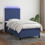 Letto a Molle con Materasso e LED Blu 90x190 cm in Tessuto