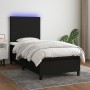 Letto a Molle con Materasso e LED Nero 100x200 cm in Tessuto