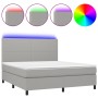 Letto a Molle Materasso e LED Grigio Chiaro 180x200 cm Tessuto