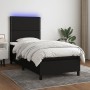 Letto a Molle con Materasso e LED Nero 90x190 cm in Tessuto