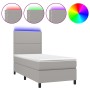 Letto a Molle Materasso e LED Grigio Chiaro 90x200 cm Tessuto