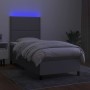 Letto a Molle Materasso e LED Grigio Chiaro 90x200 cm Tessuto