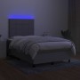 Letto a Molle Materasso e LED Grigio Chiaro 120x200 cm Tessuto