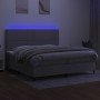 Letto a Molle Materasso e LED Grigio Chiaro 200x200 cm Tessuto