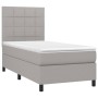 Letto a Molle Materasso e LED Grigio Chiaro 90x190 cm Tessuto