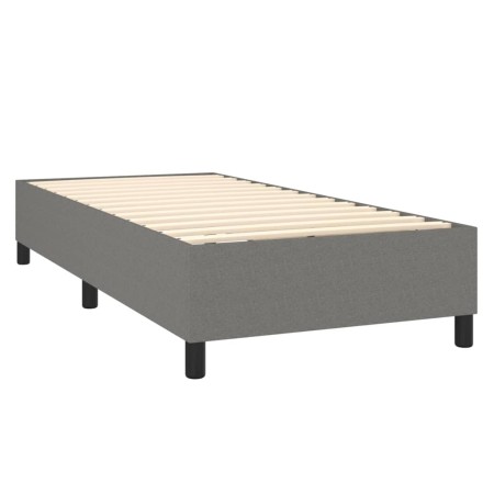 Letto a Molle Materasso e LED Grigio Scuro 90x190 cm in Tessuto