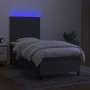 Letto a Molle Materasso e LED Grigio Scuro 90x190 cm in Tessuto