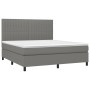 Letto a Molle Materasso e LED Grigio Scuro 160x200cm in Tessuto