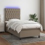 Letto a Molle con Materasso e LED Tortora 80x200 cm in Tessuto