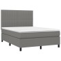 Letto a Molle Materasso e LED Grigio Scuro 140x200cm in Tessuto