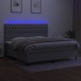 Letto a Molle Materasso e LED Grigio Chiaro 200x200 cm Tessuto