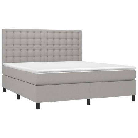 Letto a Molle Materasso e LED Grigio Chiaro 180x200 cm Tessuto