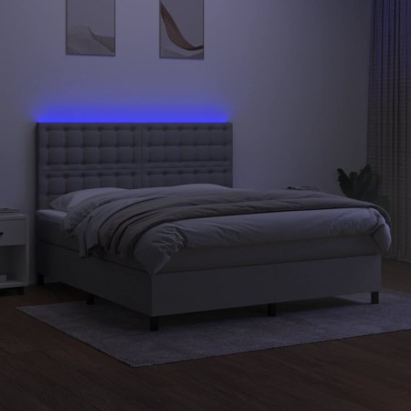 Letto a Molle Materasso e LED Grigio Chiaro 180x200 cm Tessuto