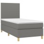 Letto a Molle Materasso e LED Grigio Scuro 80x200 cm in Tessuto