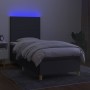 Letto a Molle Materasso e LED Grigio Scuro 80x200 cm in Tessuto