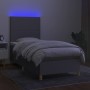 Letto a Molle Materasso e LED Grigio Chiaro 90x200 cm Tessuto