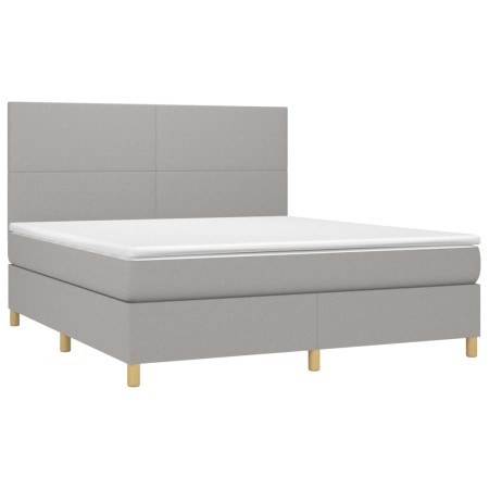 Letto a Molle Materasso e LED Grigio Chiaro 180x200 cm Tessuto