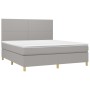 Letto a Molle Materasso e LED Grigio Chiaro 180x200 cm Tessuto