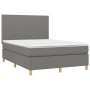 Letto a Molle Materasso e LED Grigio Scuro 140x190cm in Tessuto