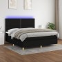 Letto a Molle con Materasso e LED Nero 180x200cm in Tessuto